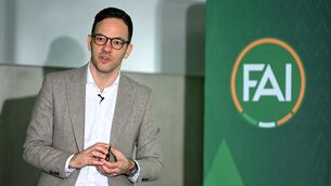 <p>LEFT HIS MARC: Marc Canham during a media briefing for the FAI's Football Pathways Plan at Aviva Stadium. Photo by Stephen McCarthy/Sportsfile</p>
