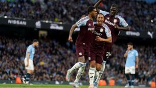 <p>Aston Villa's Marcus Rashford celebrates scoring against Manchester City. Pic: Martin Rickett/PA Wire.</p>
