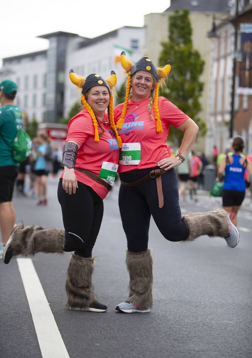 Tina Schley and Siobhan Walsh enjoying the fun of the hugely popular annual Waterford Viking Marathon. 