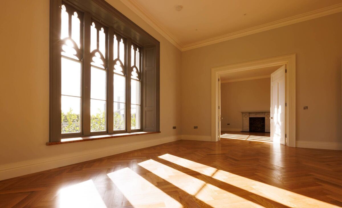 A period window with trefoil detailing.