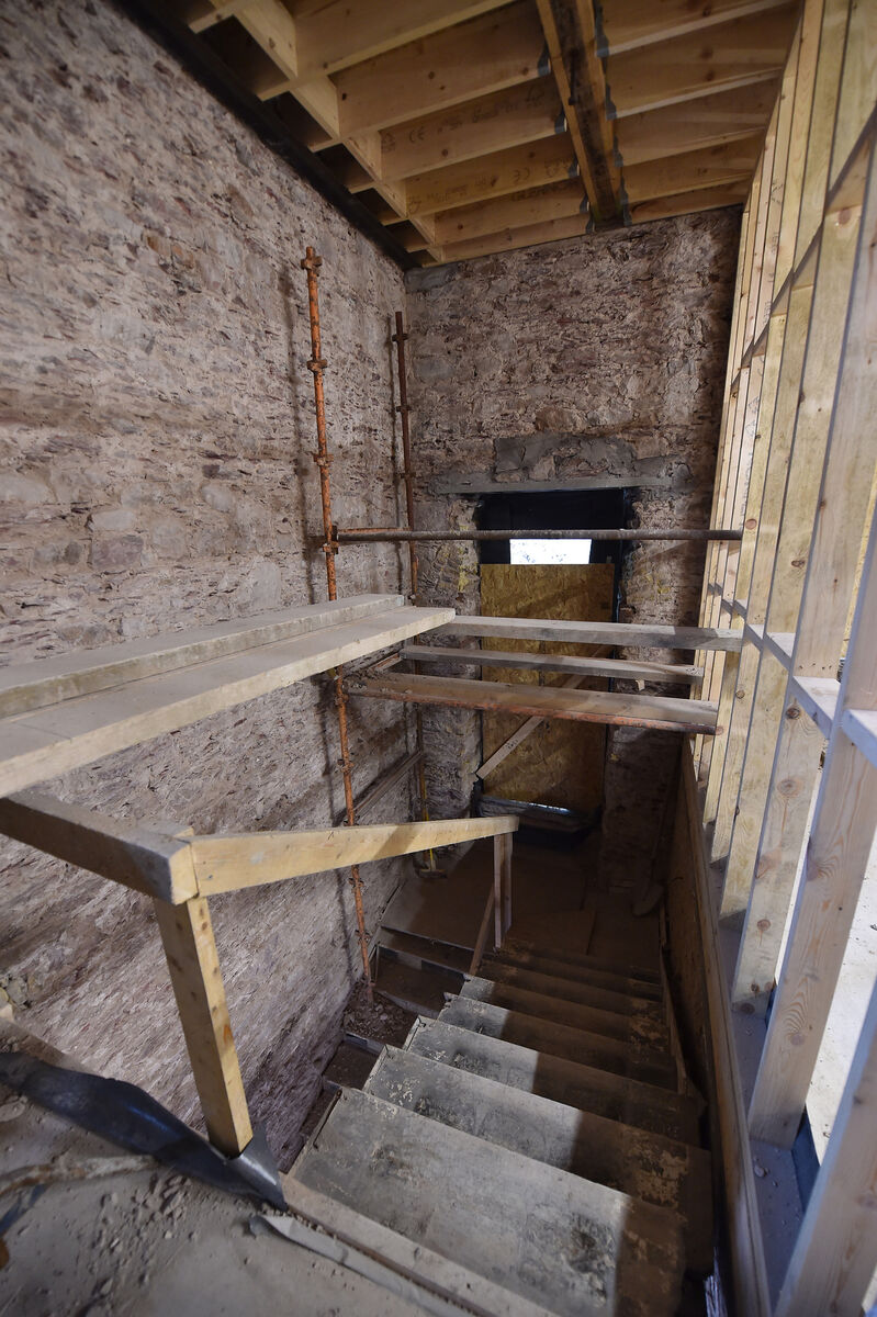 The stairs in Carrig House photographed during the rebuild in 2022. Picture: Dan Linehan
