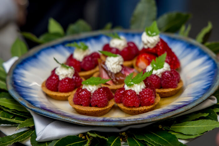 Myrtle’s Almond Tart with Rhubarb & Strawberries
