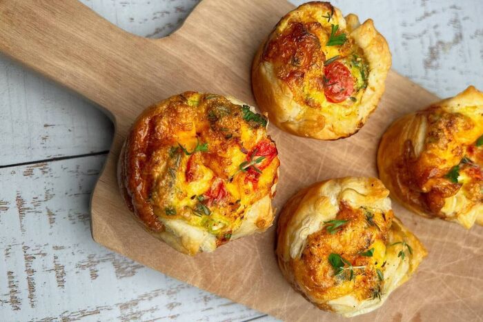 Puff pastry mini quiches