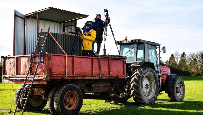 Clubber workers prepare their cameras to stream the Walsh Cup match between Laois and Kilkenny. The company believes it's losing up to 40% of its business to illegal streaming services.