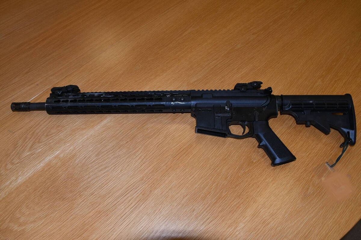 An AR-15 that was seized by gardaí in their investigation of Glen Ward and Eric O'Driscoll.