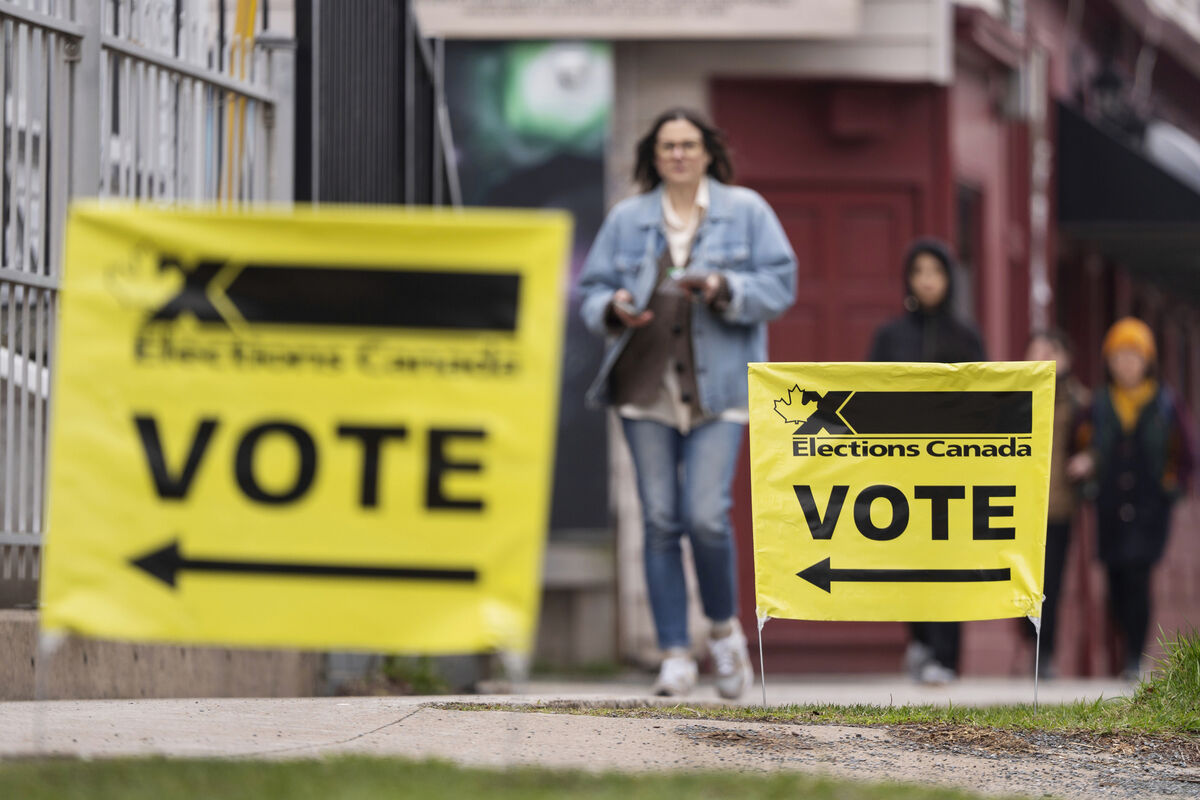 Elections Canada signage is seen as voters arrive at a polling station on Election Day in Halifax, Canada, Monday, April 28, 2025. (Darren Calabrese/The Canadian Press via AP) Elections Canada signage is seen as voters arrive at a polling station on Election Day in Halifax, Canada, Monday, April 28, 2025. (Darren Calabrese/The Canadian Press via AP)
