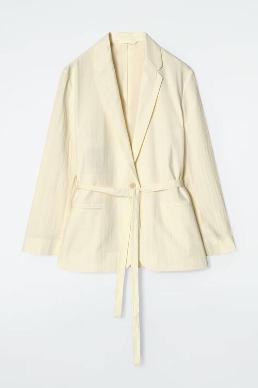 Tie-waist cotton blazer, COS, €150 Tie-waist cotton blazer, COS, €150