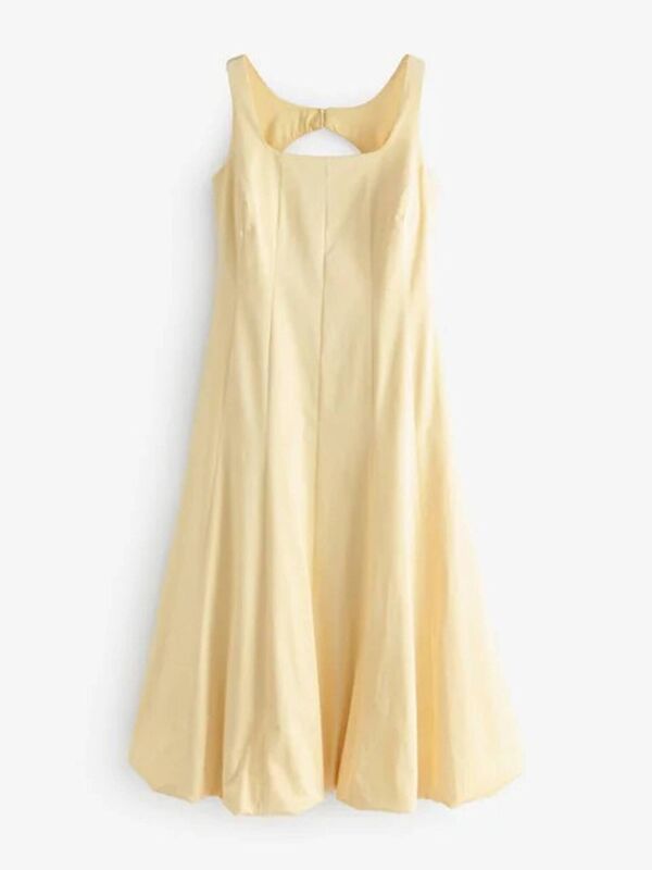 Lemon yellow square neck puff hem midi dress, Next, €108 Lemon yellow square neck puff hem midi dress, Next, €108