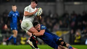 <p>MAKING HITS: Tom Stewart of Ulster is tackled by Dan Sheehan of Leinster. Pic: Sam Barnes/Sportsfile.</p>