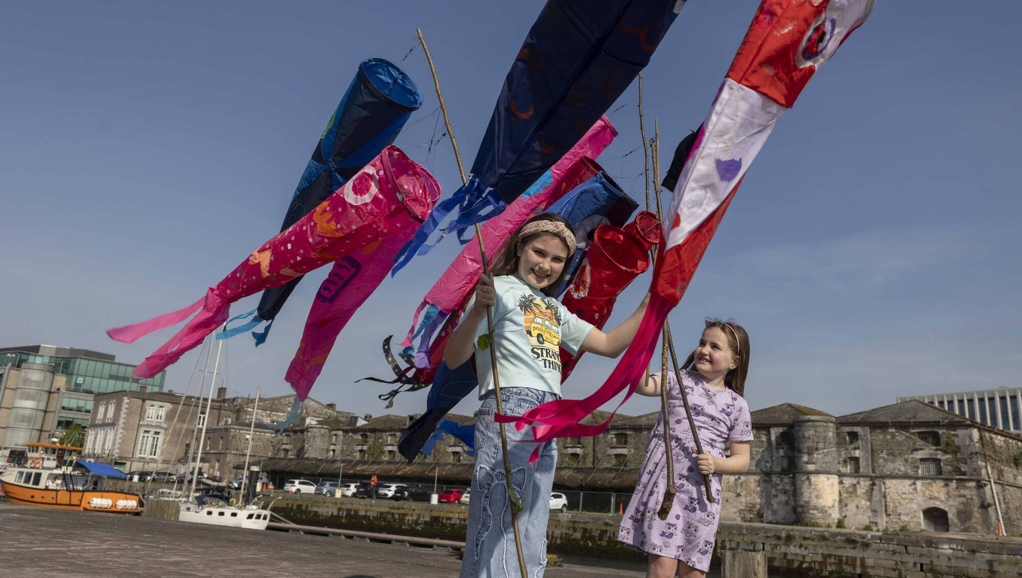 Sisters, Saoirse Healy, 8, and Caoimhe Healy, 10, at the launch of the free maritime festival, ‘European Maritime Days to Play’, which will be held in Cork next month to mark the city hosting Europe’s premier maritime conference. Pictures: Clare Keogh 
