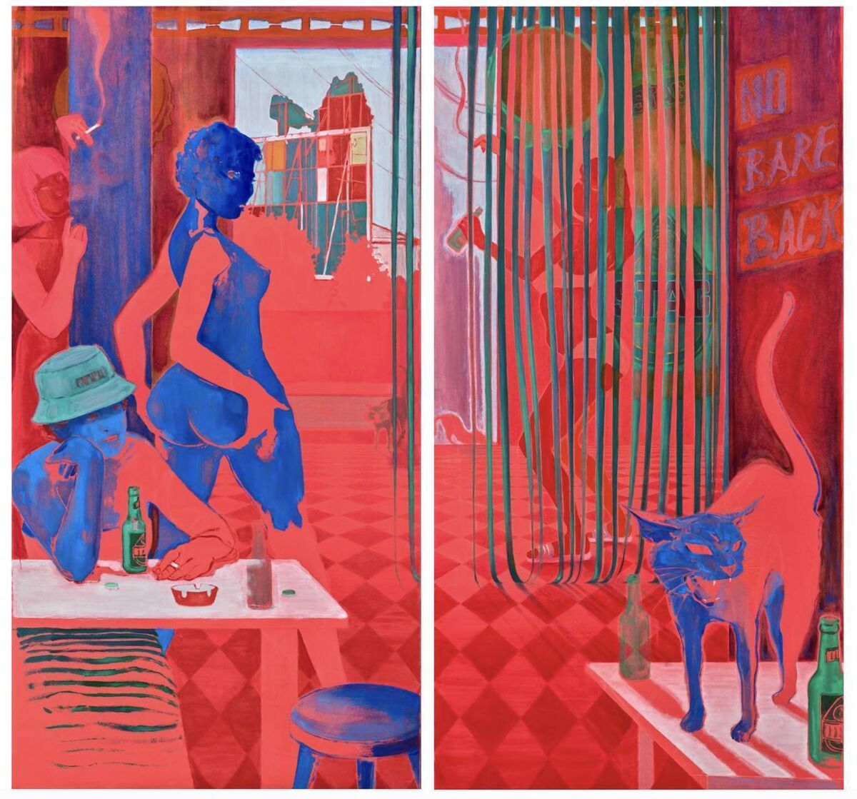 Lisa Brice's 'Midday Drinking Den, After Embah I and II' at Christie's. Lisa Brice's 'Midday Drinking Den, After Embah I and II' at Christie's.