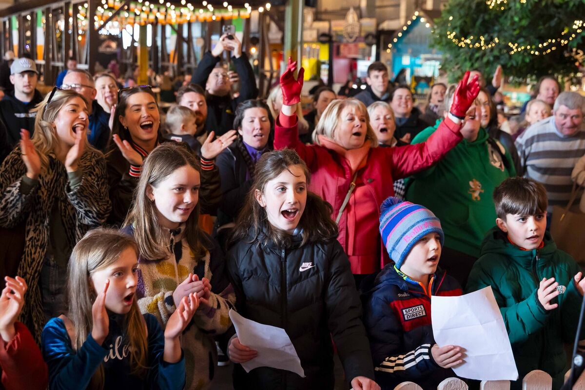 Young people taking part in The Big Busk for Focus Ireland in Cork's popular Marina Market last month. File picture: Alison Miles