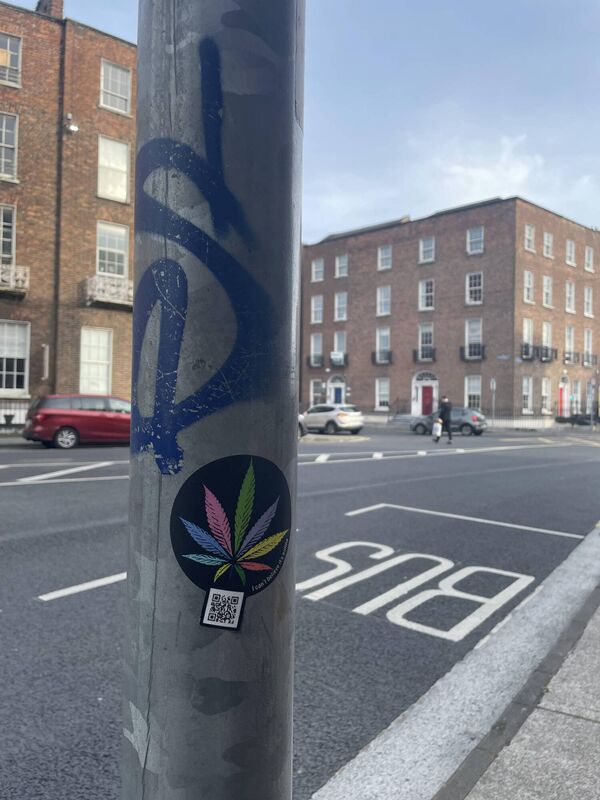 QR codes are being plastered on lamp posts in different parts of the city, including near Mary Immaculate College and on O’Connell Street.