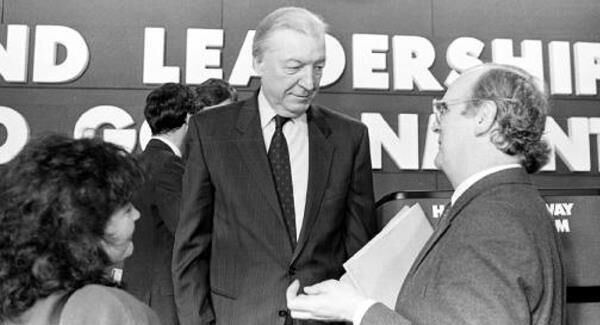 Taoiseach Charles Haughey with PJ Mara (then  Government Press Secretary) during the General Election, 1989. Picture: Eamonn Farrell/Photocall Ireland