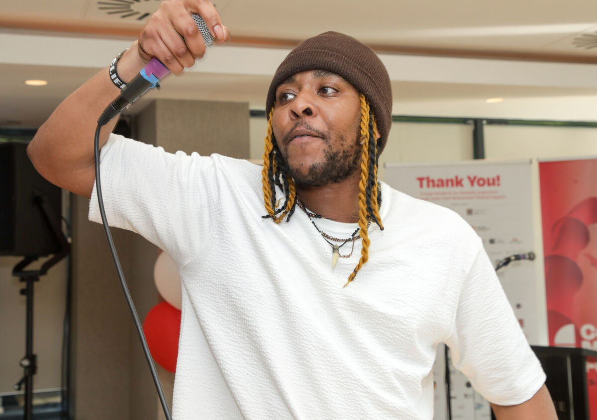 Hip hop artist Cliff Masheti performing at the launch of Cork Midsummer Festival 2025 at the River Lee Hotel, Cork. Pictures: David Creedon