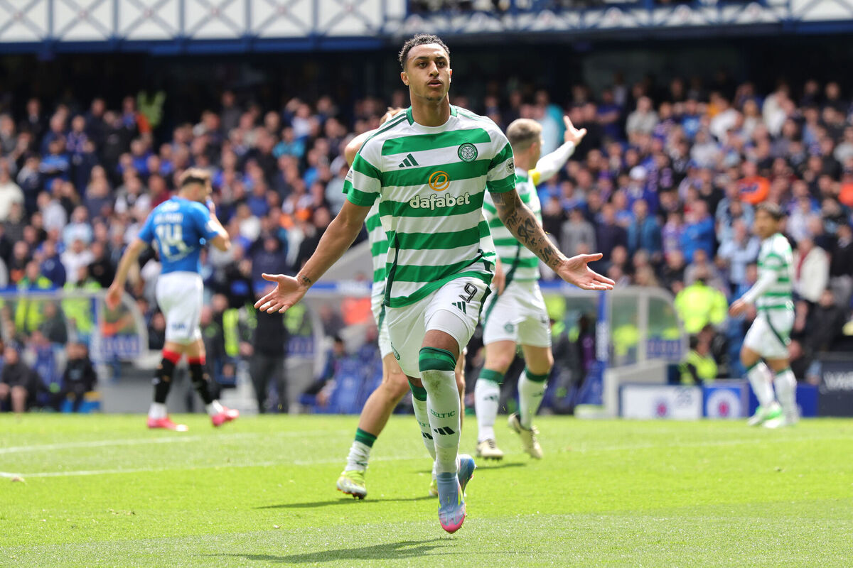 Celtic's Adam Idah celebrates scoring the equaliser. Pic: Steve Welsh/PA Wire. Celtic's Adam Idah celebrates scoring the equaliser. Pic: Steve Welsh/PA Wire.