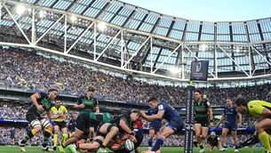 <p>Josh van der Flier of Leinster loses the ball in a tackle by Alex Coles of Northampton Saints. Picture: Brendan Moran/Sportsfile</p>