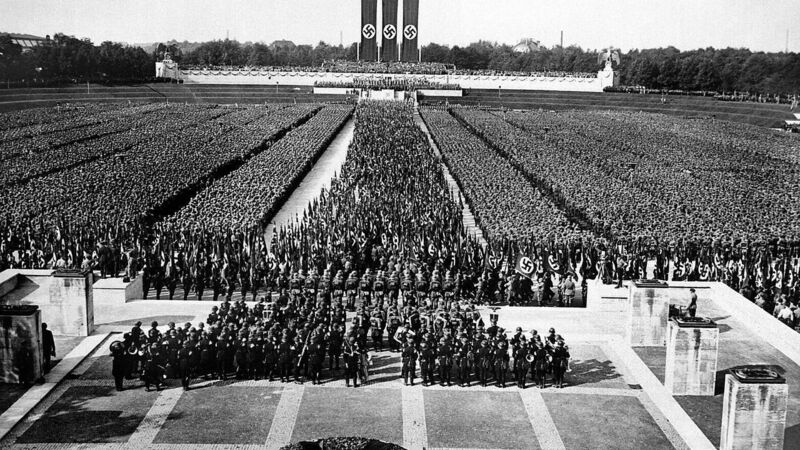 A scene from Triumph of the Will, made by Leni Riefenstahl at the 1934 Nazi Party Congress in Nuremberg. A scene from Triumph of the Will, made by Leni Riefenstahl at the 1934 Nazi Party Congress in Nuremberg.
