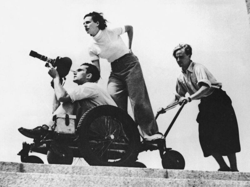 Leni Riefenstahl at work at the 1936 Berlin Olympics. (Photo by Keystone/Hulton Archive/Getty Images) Leni Riefenstahl at work at the 1936 Berlin Olympics. (Photo by Keystone/Hulton Archive/Getty Images)