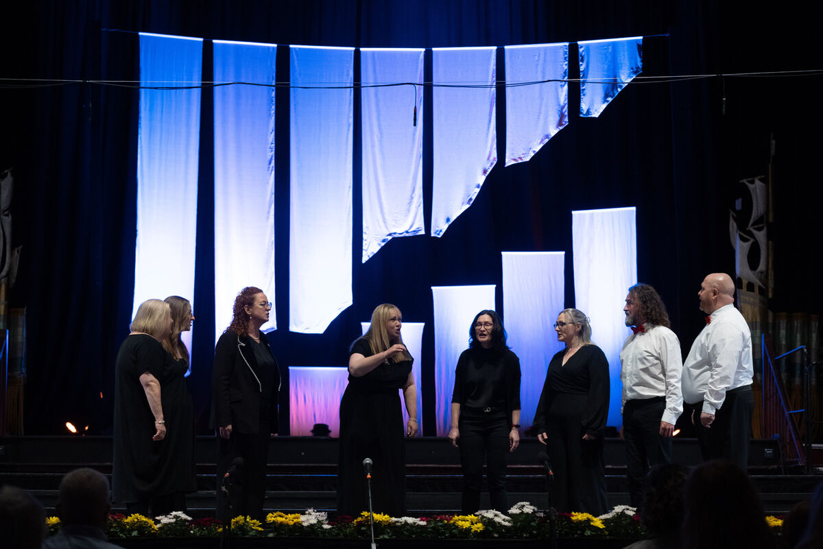 Dynamics Vocal Ensemble taking part in the Ibec Workplace Choir of the Year Competition in City Hall. Dynamics Vocal Ensemble taking part in the Ibec Workplace Choir of the Year Competition in City Hall.