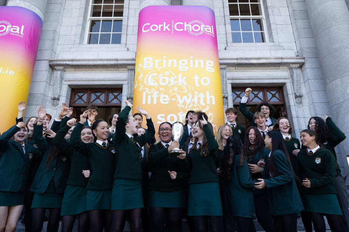 Students from Ashton School celebrate after winning the Irish Federation of Musicians & Associated professions trophy at the National Competition for Schools - Mixed Voice Post-Primary. Students from Ashton School celebrate after winning the Irish Federation of Musicians & Associated professions trophy at the National Competition for Schools - Mixed Voice Post-Primary.