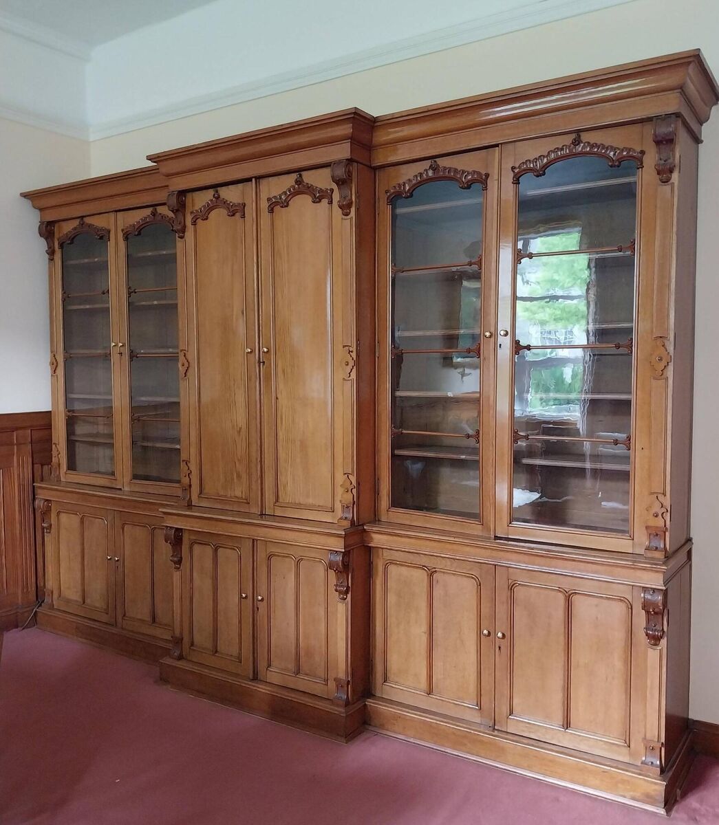 A 19th-century pitch-pine bookcase at Victor Mee's sale of contents from the St Louis Convent in Monaghan. A 19th-century pitch-pine bookcase at Victor Mee's sale of contents from the St Louis Convent in Monaghan.