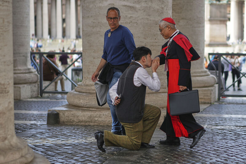 Cardinal William Goh arrives at the Vatican, Monday, May 5, 2025. Picture: AP Photo/Andrew Medichini)