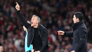 <p>Paris Saint-Germain manager Luis Enrique gestures on the touchline. Pic: Adam Davy/PA Wire.</p>