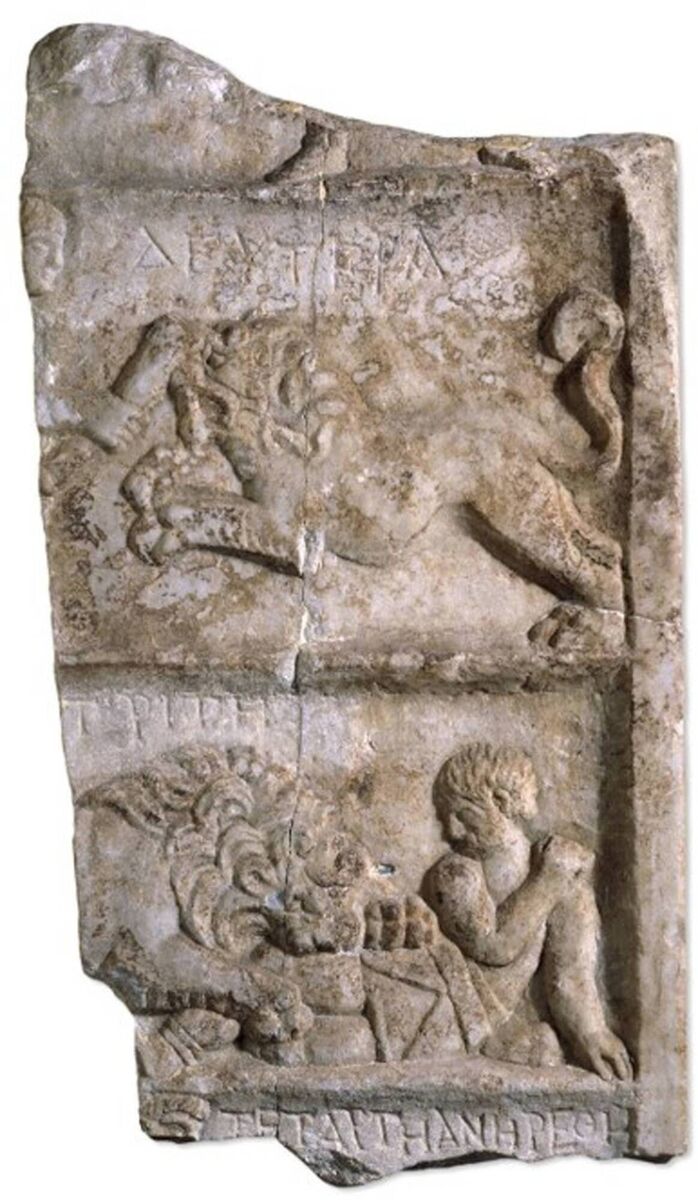 Marble relief with lion and gladiator. Picture: © The Trustees of the British Museum