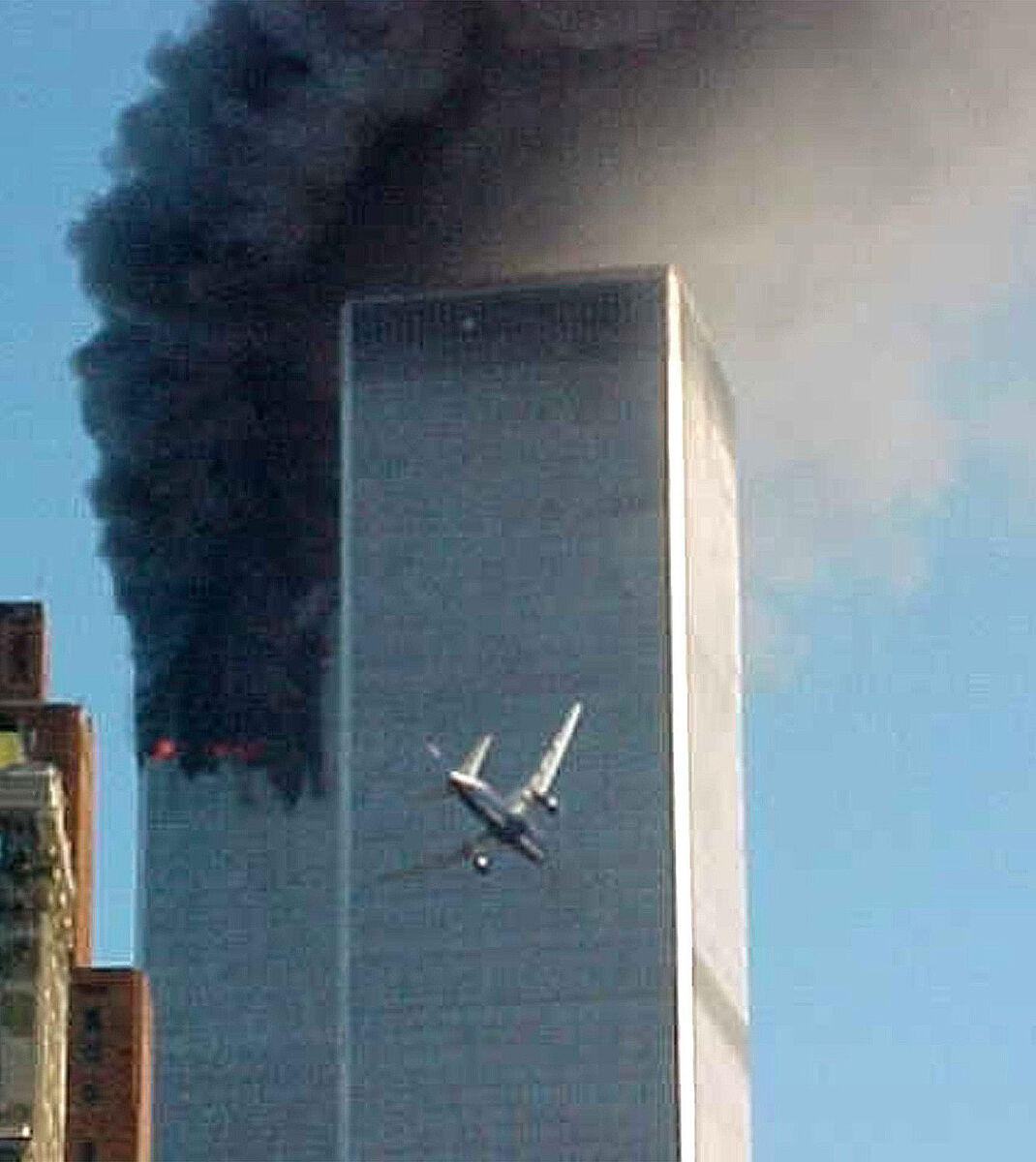 A jet airliner targets a World Trade Center tower in New York om September. 11, 2001. A jet airliner targets a World Trade Center tower in New York om September. 11, 2001.