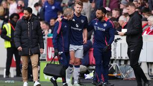 <p>Manchester United’s Matthijs de Ligt left the Brentford game after picking up an injury (John Walton/PA)</p>