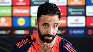 Manchester United manager Ruben Amorim insists they have to fight for a place in the Europa League final (Martin Rickett/PA)