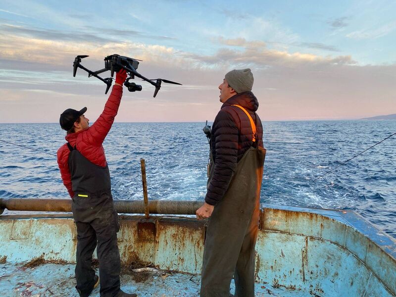 A drone being launched during the filming of  Ocean With David Attenborough. Picture: Silverback Films  