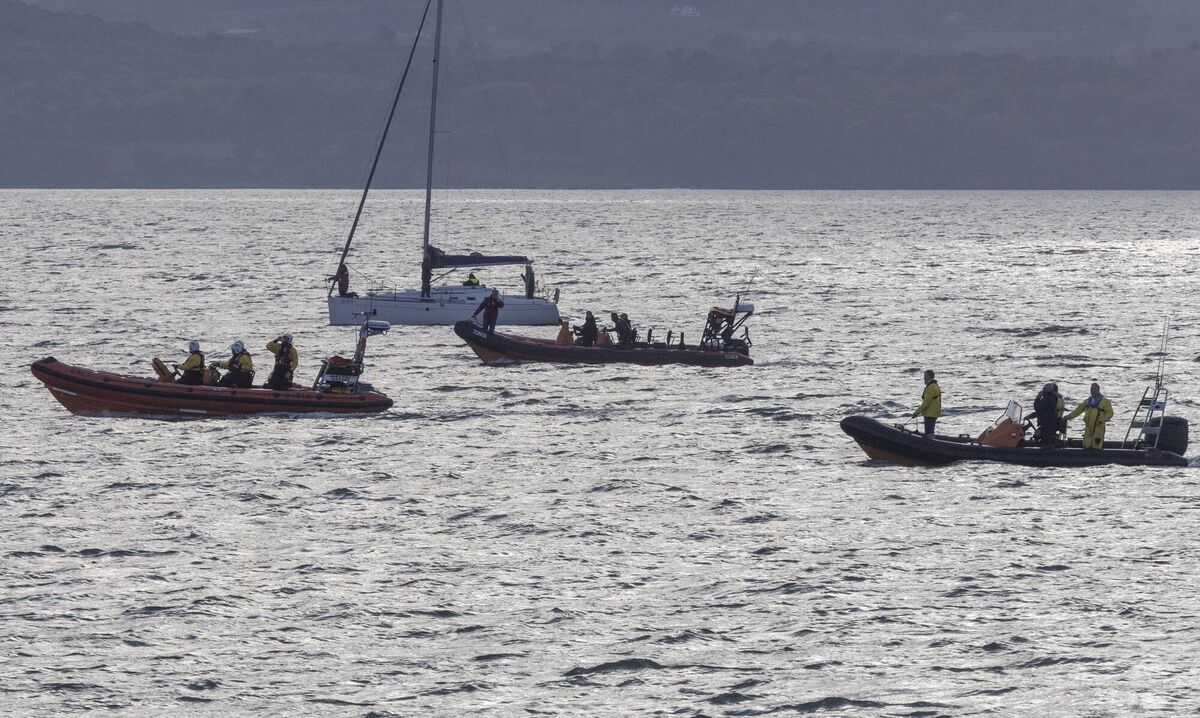 Search boats at Buncrana Pier. Picture: North West Newspix