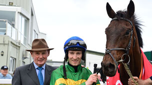 <p> THRILLER: Cadatharla and Gavin Brouder win for trainer Colm Murphy and owner JP McManus with Frank Berry pictured. Pic: Healy Racing</p>
