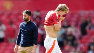 <p>Ruben Amorim raged after defeat to West Ham (Martin Rickett/PA)</p>