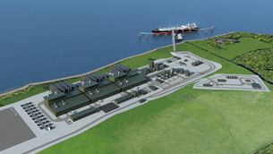<p>A computer image of the planned LNG terminal planned for a 630-acre site between Tarbert and Ballylongford in North Kerry on the Shannon estuary. The planning authority in March granted permission for it. File photo</p>
