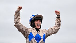 <p>MINE'S A GUINNESS: Jockey Rachael Blackmore celebrates aboard Captain Guinness after winning the Champion Chase at Cheltenham. Pic: David Fitzgerald/Sportsfile</p>