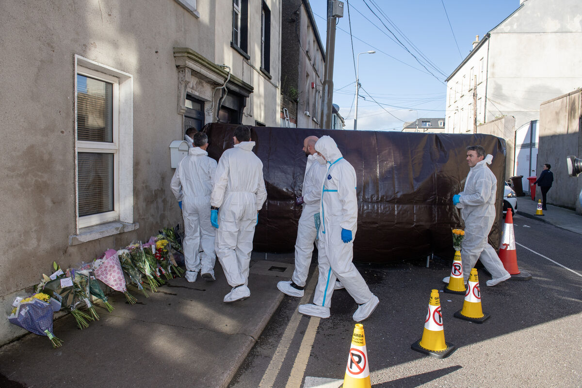  Members of the Garda forensic team going into the home of Tina Satchwell on Grattan St in Youghal, Co Cork. Picture: Dan Linehan