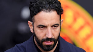 <p>Manchester United manager Ruben Amorim during the UEFA Europa League semi-final second leg match at Old Trafford. Pic: Martin Rickett/PA Wire.</p>