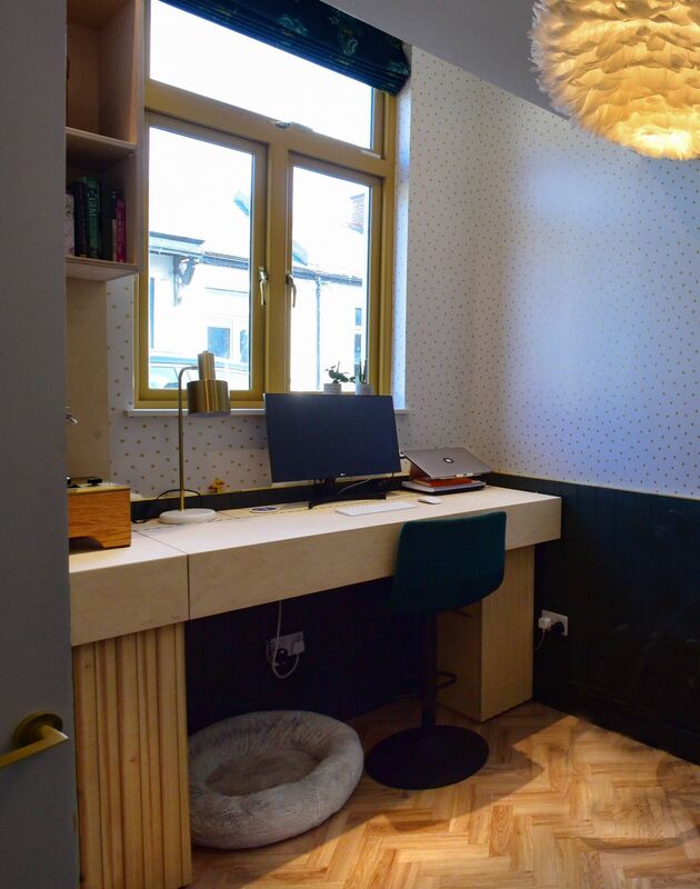Jennifer Sheahan's custom transforming desk by Borien Studio has a piano hiding underneath. Picture: Moya Nolan Jennifer Sheahan's custom transforming desk by Borien Studio has a piano hiding underneath. Picture: Moya Nolan