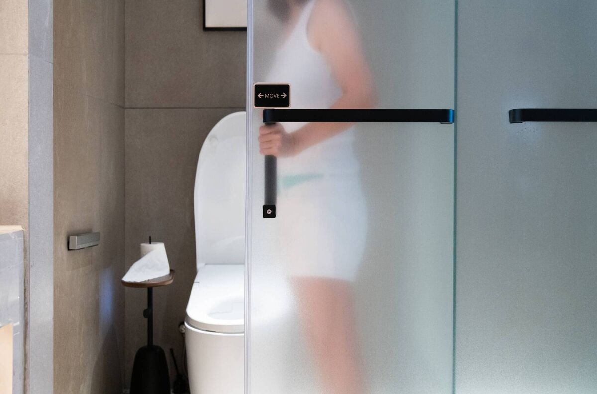 The ensuite in this dressing room leaves very little to the imagination. When using glazed doors and panels to create a WC, consider its opacity rating. File picture The ensuite in this dressing room leaves very little to the imagination. When using glazed doors and panels to create a WC, consider its opacity rating. File picture