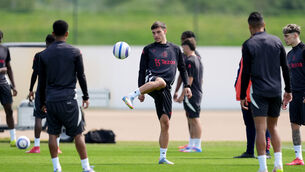 <p>Manchester United’s Manuel Ugarte during a training session at the Carrington Training Centre, Manchester. Picture date: Wednesday May 14, 2025.</p>