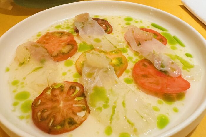 Stevie Parle’s Cod Crudo with Tomato Water and Basil Oil
