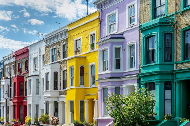 Colorful houses in Notting Hill, London, UK 