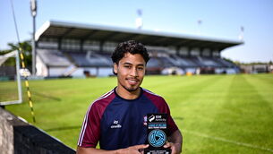 <p>SETTLING OUT WEST: The striker’s eight goals puts him leading scorer across the top-flight, firing Galway United to joint top spot during April.</p>