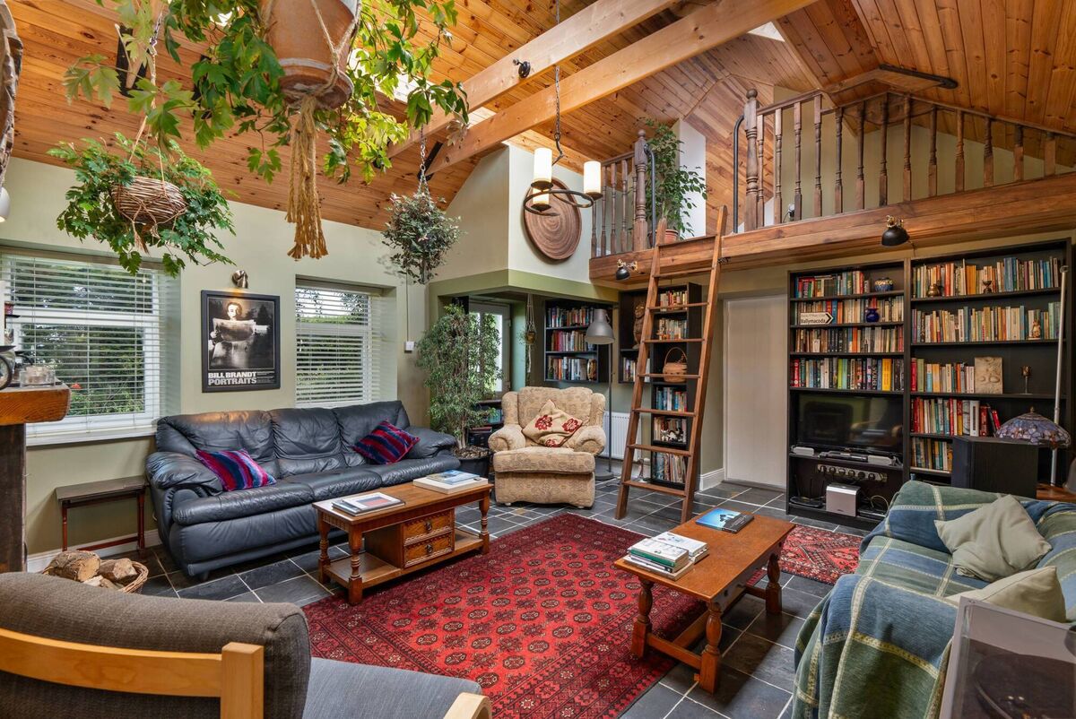 Vaulted ceiling in living room