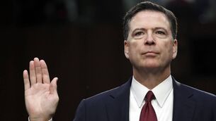 <p>Former FBI director James Comey is sworn in during a Senate Intelligence Committee hearing on Capitol Hill, Thursday, June 8, 2017, in Washington. (AP Photo/Alex Brandon)</p>