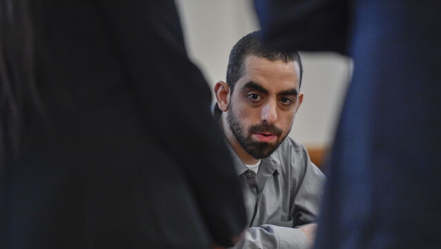 Hadi Matar sits in Chautauqua County court in Mayville, New York (Adrian Kraus/AP)