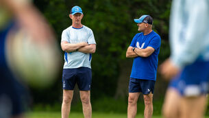 <p>Leinster senior coach Jacques Nienaber with head coach Leo Cullen. Pic: Morgan Treacy/Inpho</p>